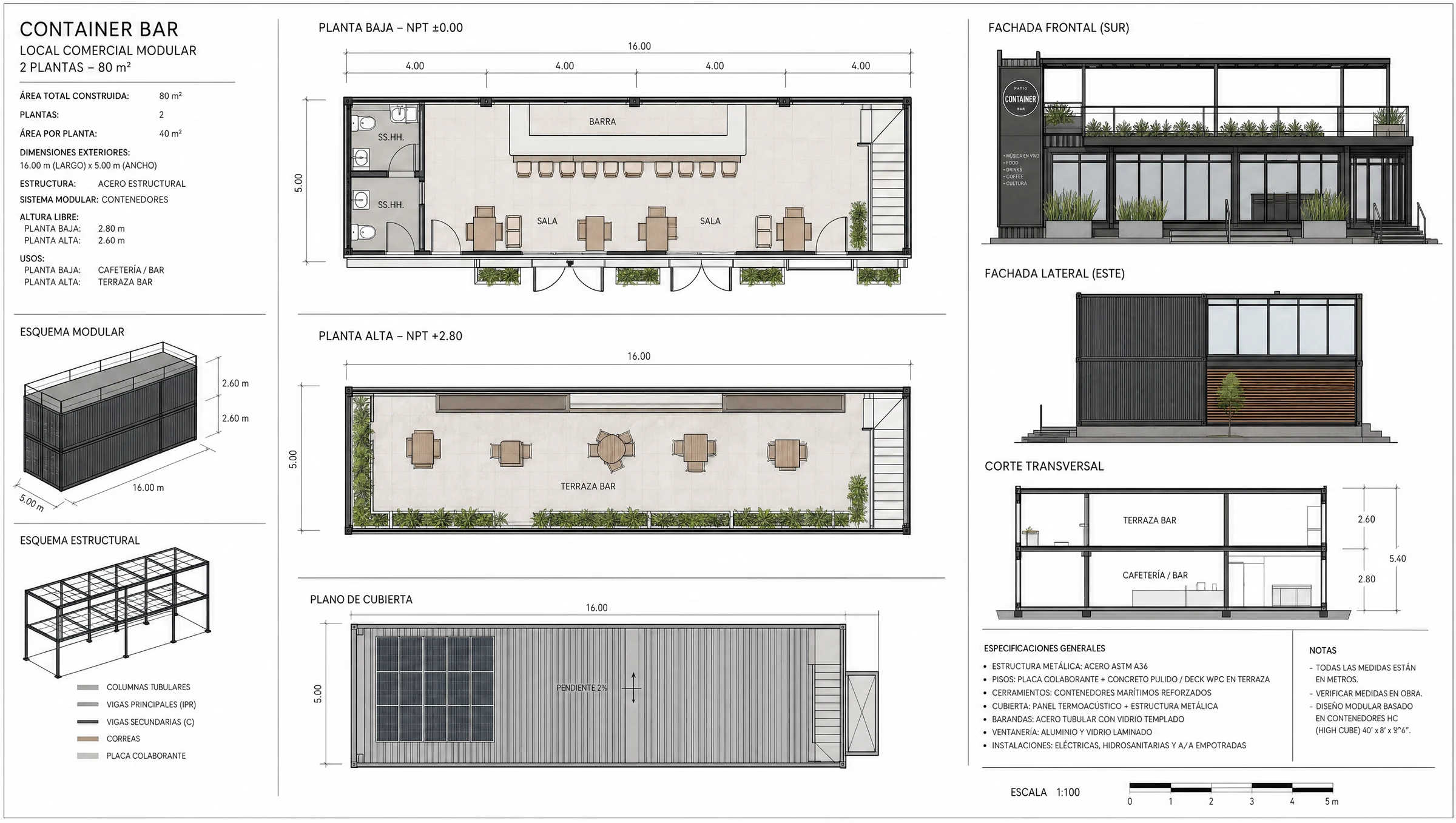 Plano arquitectonico Local Plaza 80 m2